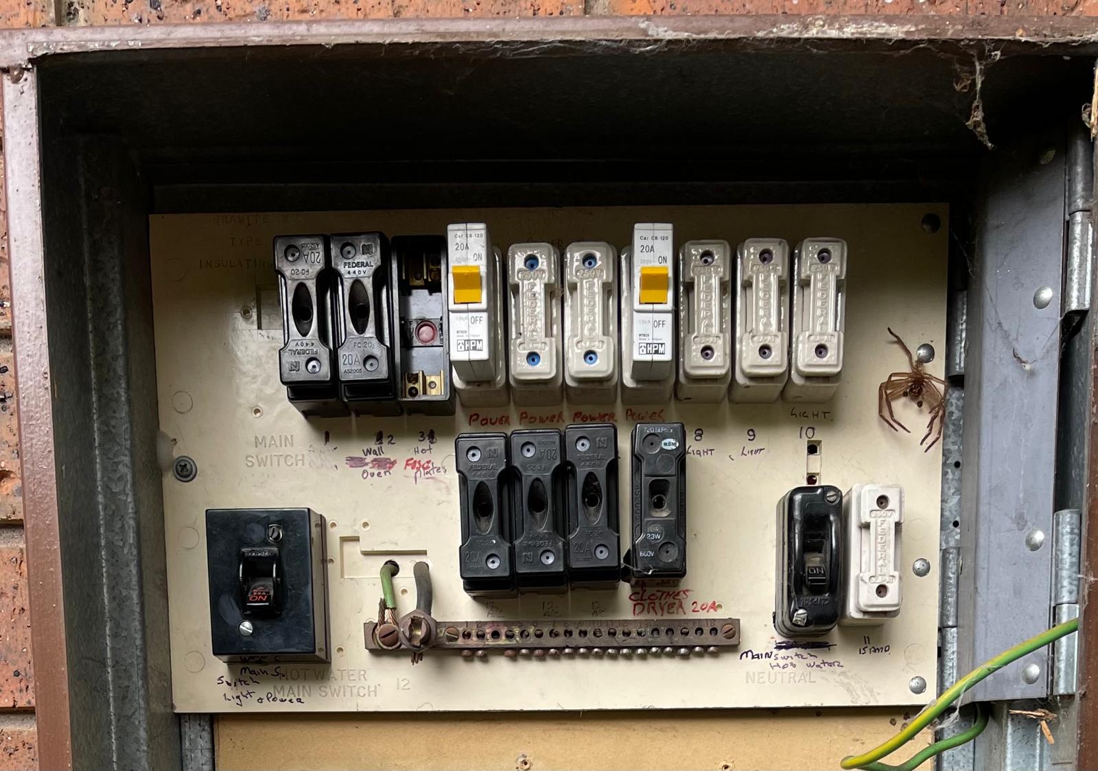 Old switchboard before upgrade, bayside Melbourne